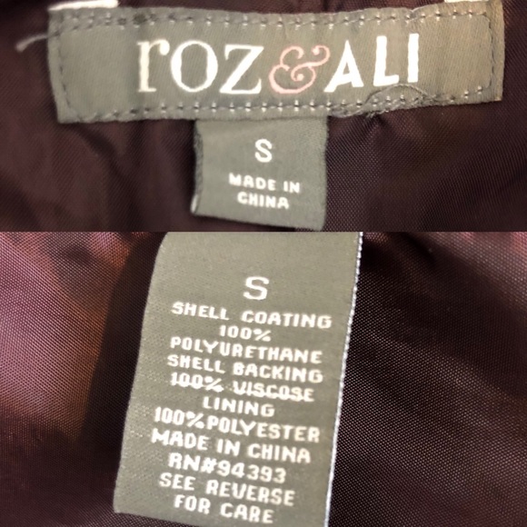 Roz & Ali Faux Biker classic Leather Jacket size  quilted shoulder design Small - Picture 8 of 8